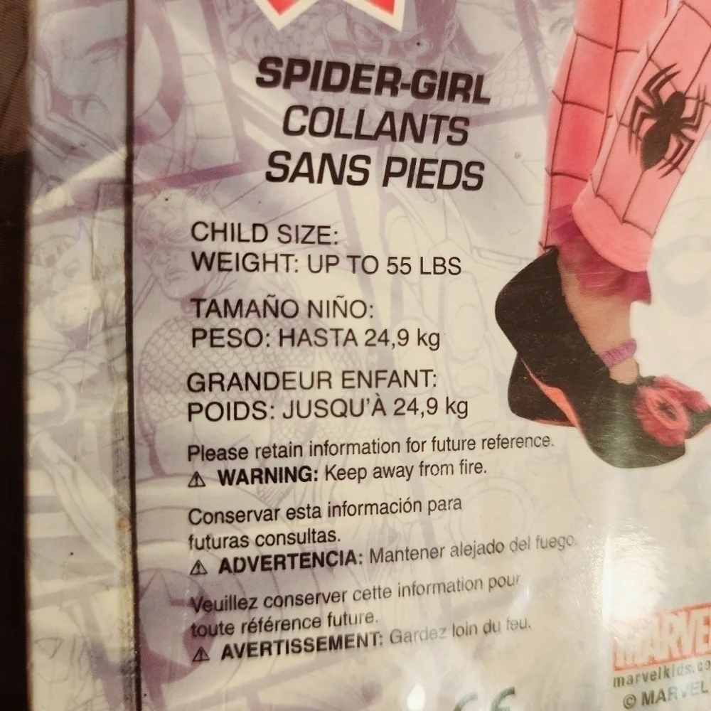 NWT Marvel Pink Spidergirl Footless Tights Girl's Small S Ruffle Hem Cosplay New